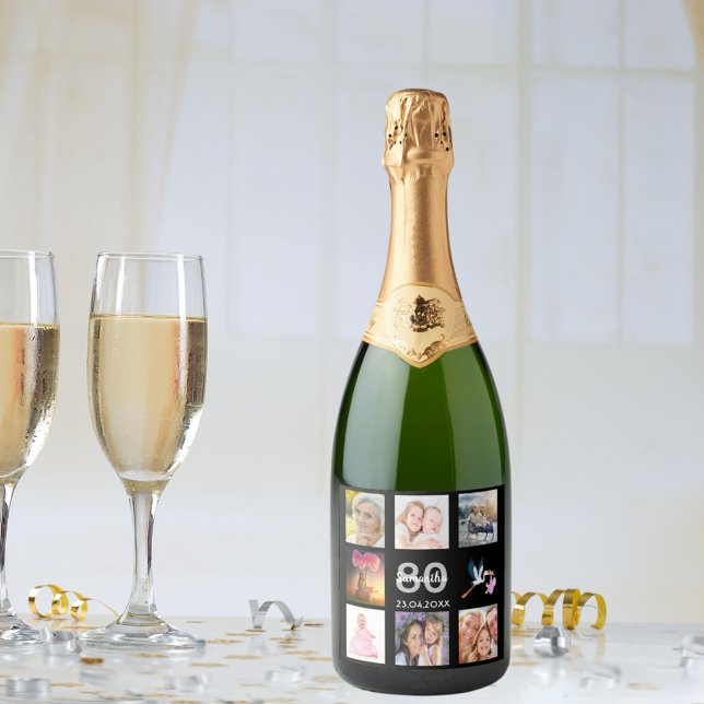 80. Geburtstagsfeier Schwarzes Foto Collage (Von Creator hochgeladen)