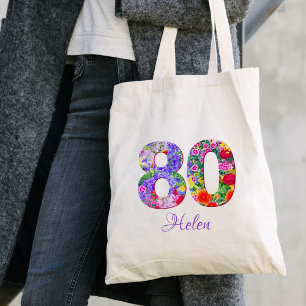 80. Geburtstagsgeschenk - Blumenname 80 Jahre Tragetasche