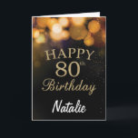 80. Geburtstagskarte Black and Gold Glitzer Card Karte<br><div class="desc">80. Geburtstagskarte Black and Gold Glitzer Card mit personalisiertem Namen.Für weitere Anpassungen klicken Sie bitte auf die Schaltfläche "Anpassen" und verwenden Sie unser Designwerkzeug,  um diese Vorlage zu ändern.</div>