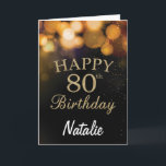 80. Geburtstagskarte Black and Gold Glitzer Card Karte<br><div class="desc">80. Geburtstagskarte Black and Gold Glitzer Card mit personalisiertem Namen.Für weitere Anpassungen klicken Sie bitte auf die Schaltfläche "Anpassen" und verwenden Sie unser Designwerkzeug,  um diese Vorlage zu ändern.</div>