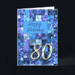 80. Geburtstagskarte mit abstrakten Quadraten Karte<br><div class="desc">Ein moderner abstrakter Entwurf im Blau. Eine coole Geburtstagskarte für einen Mann.</div>