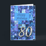 80. Geburtstagskarte mit abstrakten Quadraten Karte<br><div class="desc">Ein moderner abstrakter Entwurf im Blau. Eine coole Geburtstagskarte für einen Mann.</div>