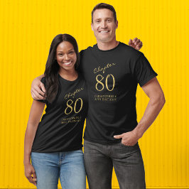 80. Geburtstagsparty Black and Gold T-Shirt