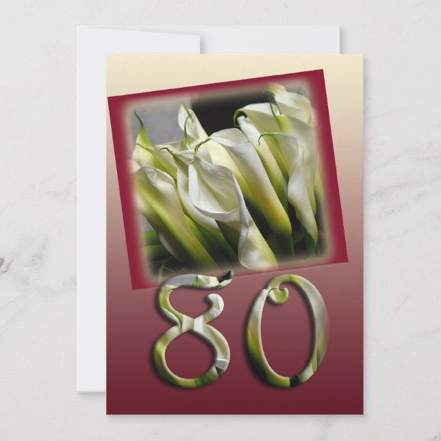 80. Geburtstagsparty Einladung - Calla lilies (Vorderseite)