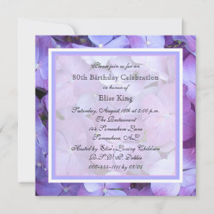 80. Geburtstagsparty Einladung Lila Hydrangeas