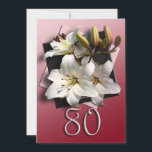 80. Geburtstagsparty Einladung - weiße Lilien<br><div class="desc">Feiern Sie einen 80. Geburtstag mit dieser eleganten Blumenkarte. Ich freue mich,  dies Ihren Anforderungen anzupassen,  z.B. unterschiedliche Farben und/oder Formulierungen auf der Vorderseite.</div>