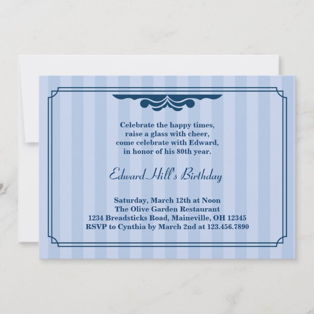 80. Geburtstagsparty Elegante Einladung (Vorderseite)