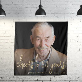 80. Geburtstagsparty Foto Gold Script Cheers Wandteppich