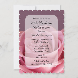 80. Geburtstagsparty mit Rose Einladung