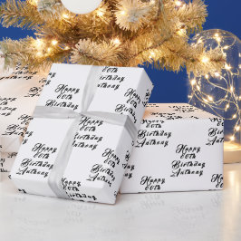 80. Geburtstagsparty Name Black Modern Pattern Geschenkpapier