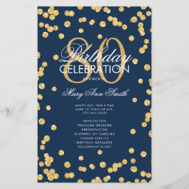 80. Geburtstagsparty Programm Gold Navy Glitzer Me