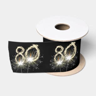 80. Geburtstagsparty Sparklers auf Black Satinband