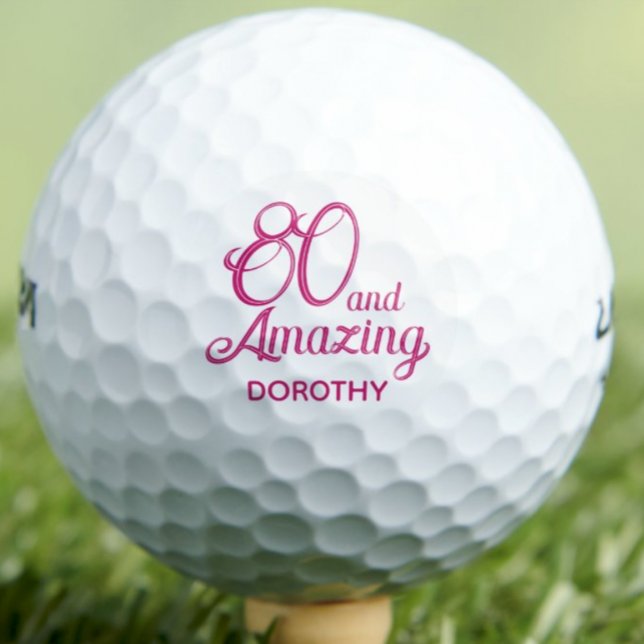 80. Geschenk für Oma Pink Script Chic Golfball (Von Creator hochgeladen)