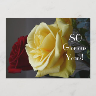 80 GloriousYears! - Geburtstag/zwei Rose-mit Zitat Einladung