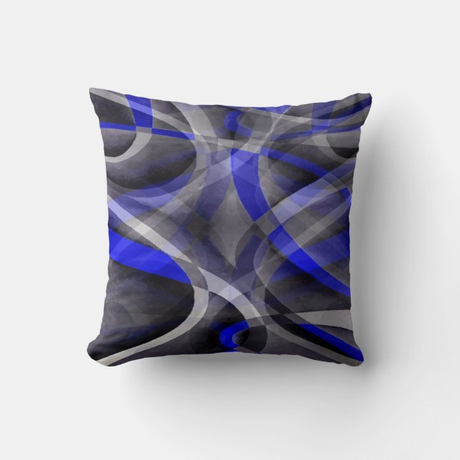 80 Groovy Royal Blue und Gray Arched Line Pa Kissen (Vorderseite)