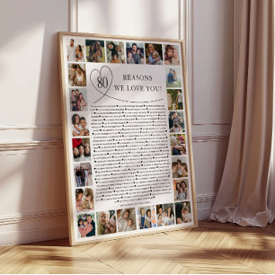 80 Gründe, warum wir dich lieben Foto-Collage-Gesc Poster
