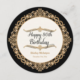80. Happy Birthday Party Celebration Round Invite Einladung