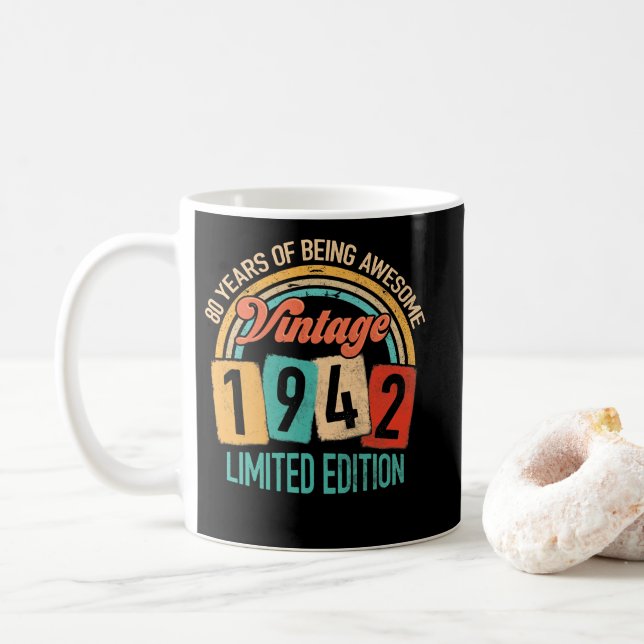 80 Jahre alt von 1942 Phantastisch sein 80. Geburt Kaffeetasse (Mit Donut)