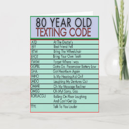 80 Jahre alter Sims Code Funny Birthday Senioren Karte