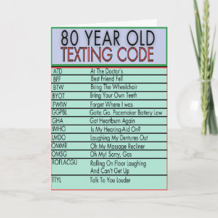 80 Jahre alter Sims Code Funny Birthday Senioren Karte