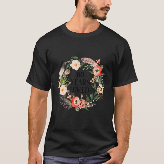 80 Jahre geliebt80. für Oma 80. T-Shirt (Vorderseite)