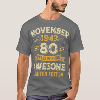 80 Jahre Phantastisch Vintag im November 1943 80.  T-Shirt