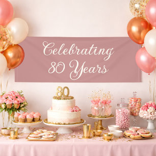 80 Jahre zum Jubiläum Dusty Rose Elegantes Skript Banner