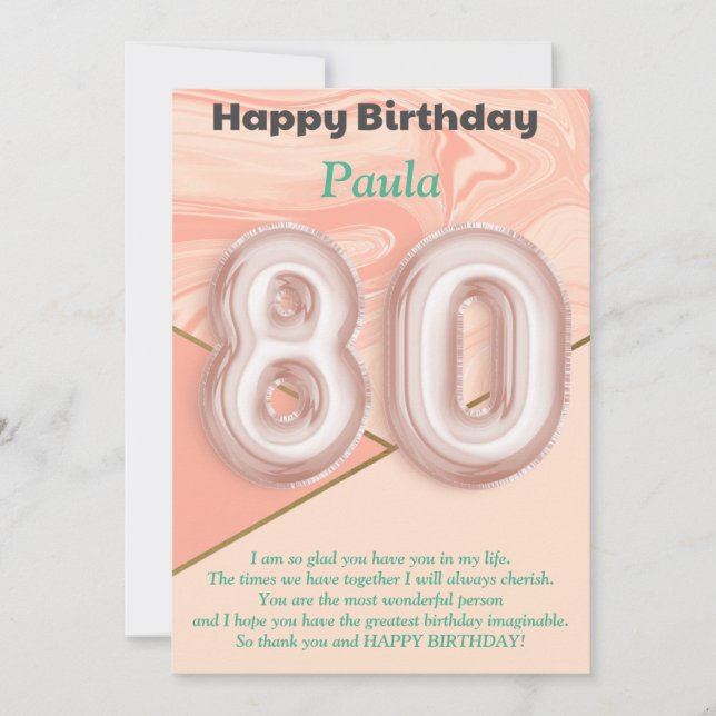 80-jährige Mädchen Happy Birthday Card (Vorderseite)