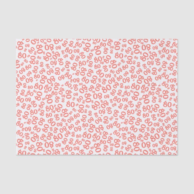 80. Korallen/Weißes Party Random Number Pattern Seidenpapier (Vorderseite)