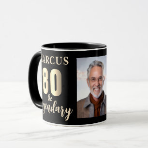 80 & Legendary Gold 80. Geburtstagsfoto Tasse