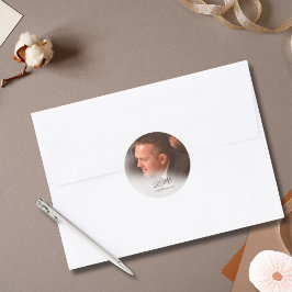 80. Male Birthday Simple Elegant Foto Poker Card Runder Aufkleber