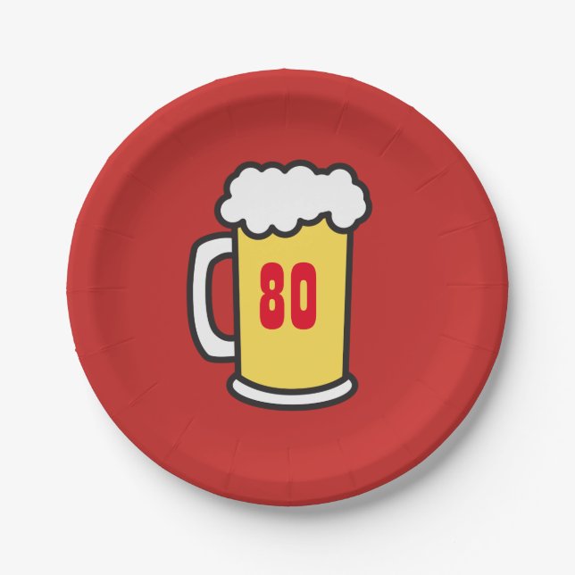 80. Meilenstein Geburtstagsparty Biere Teller (Vorderseite)