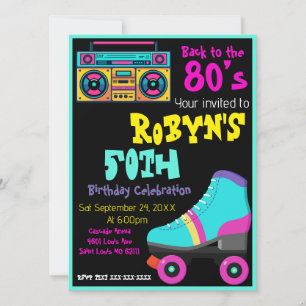 80 ou 90 Thème Anniversaire Invitation