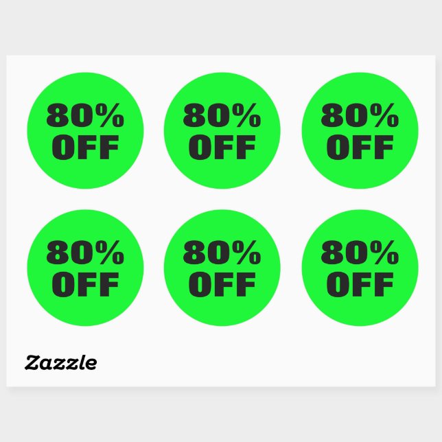 80 % Rabatt auf Neon Green Mark nach unten Runder Aufkleber (Blatt)
