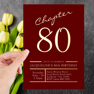 80 Red 80. Geburtstagsparty Gold Folieneinladung