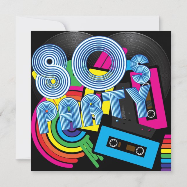 80 Retro-Party Einladung (Vorderseite)