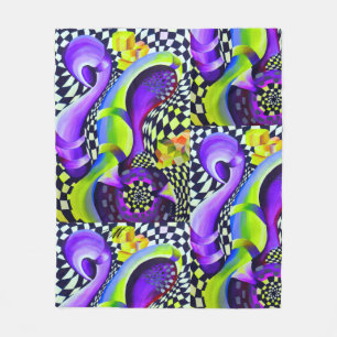 80 s Art Deco Geometrisches Muster Fleecedecke