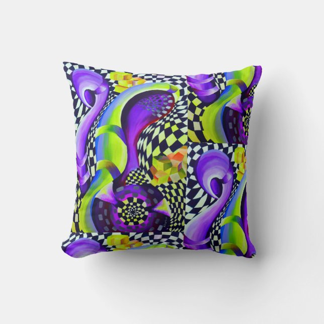 80 s Art Deco Geometrisches Muster Kissen (Vorderseite)