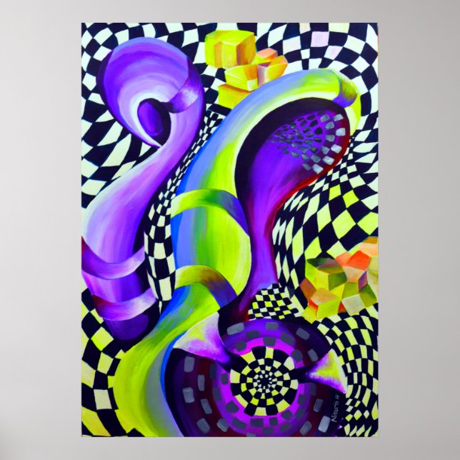 80`s Retro Geometric Pattern Poster (Vorne)