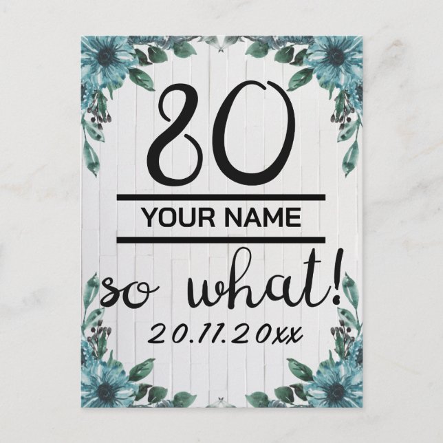 80 So was - Witziger 80. Geburtstag Postkarte (Vorderseite)