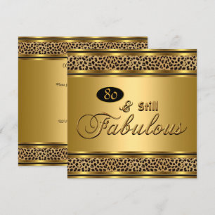 80. "Still Fabulous" Geburtstags Gold Leopard Bild Einladung