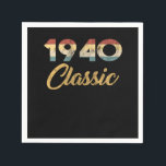 80 th Birthday Gift for Men And Women 1940 Classic Serviette<br><div class="desc">Our "80 th Birthday Gift for Men And Women 1940 Classic Party Birth Anniversary" is the perfect artwork design for Men and Women who are born in 1940. Great gift idea for Birthdays,  Anniversary,  and Christmas Day.</div>
