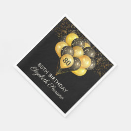 80. Überraschung Geburtstag Black Gold Glitzer Serviette