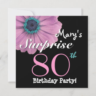 80. Überraschung Geburtstag Hübsch Pink Daisy R492 Einladung