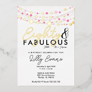 80. Überraschung Geburtstagsfeier Einladung elegan