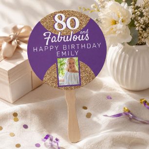 80 und Fabelhaft Gold Glitter 2 Foto 80. Geburtsta Fächer