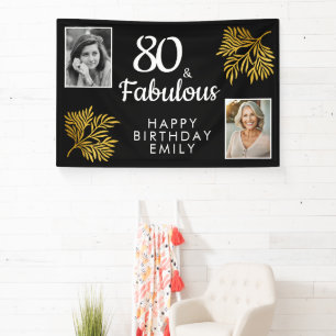 80 und Fabelhaft Gold Laub 2 Foto 80. Geburtstag Banner