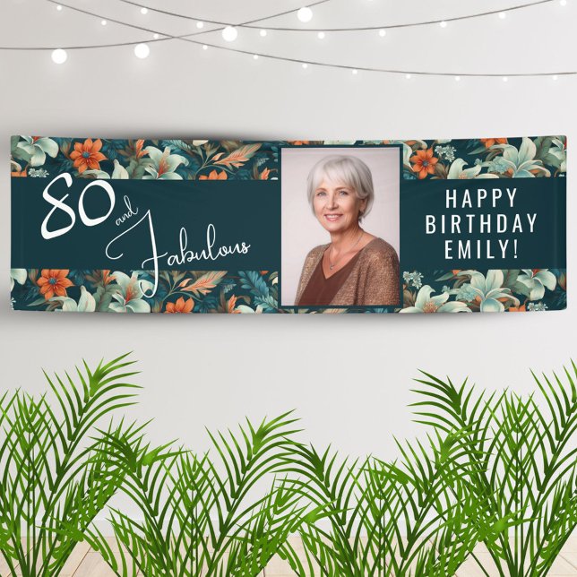 80 und fabelhafte Blume Muster Geburtstag Foto Banner (Von Creator hochgeladen)