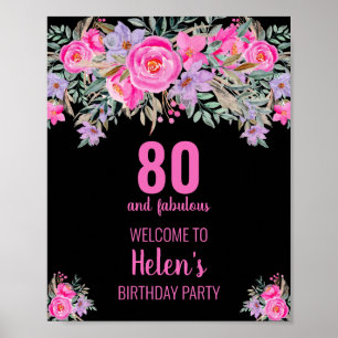 80 und fabelhafte schwarze Geburtstagsparty Poster