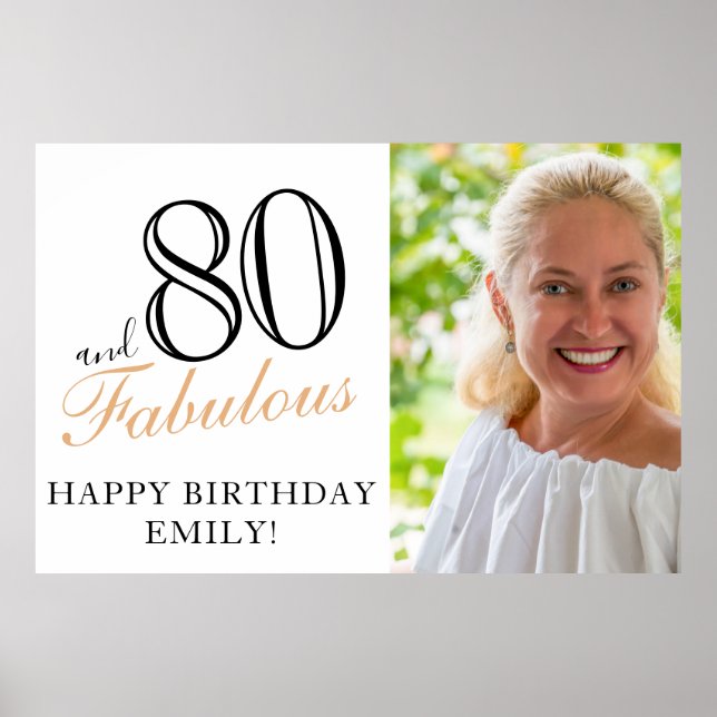 80 und fabelhaftes Black 80 th Birthday Party Foto Poster (Vorne)